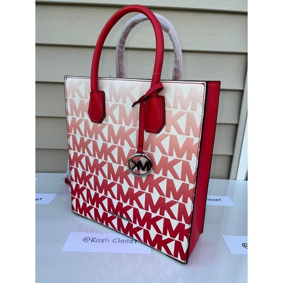 Michael Kors mercer medium graphic logo ombre print shopper tote bag coral reef - Picture 3 of 11